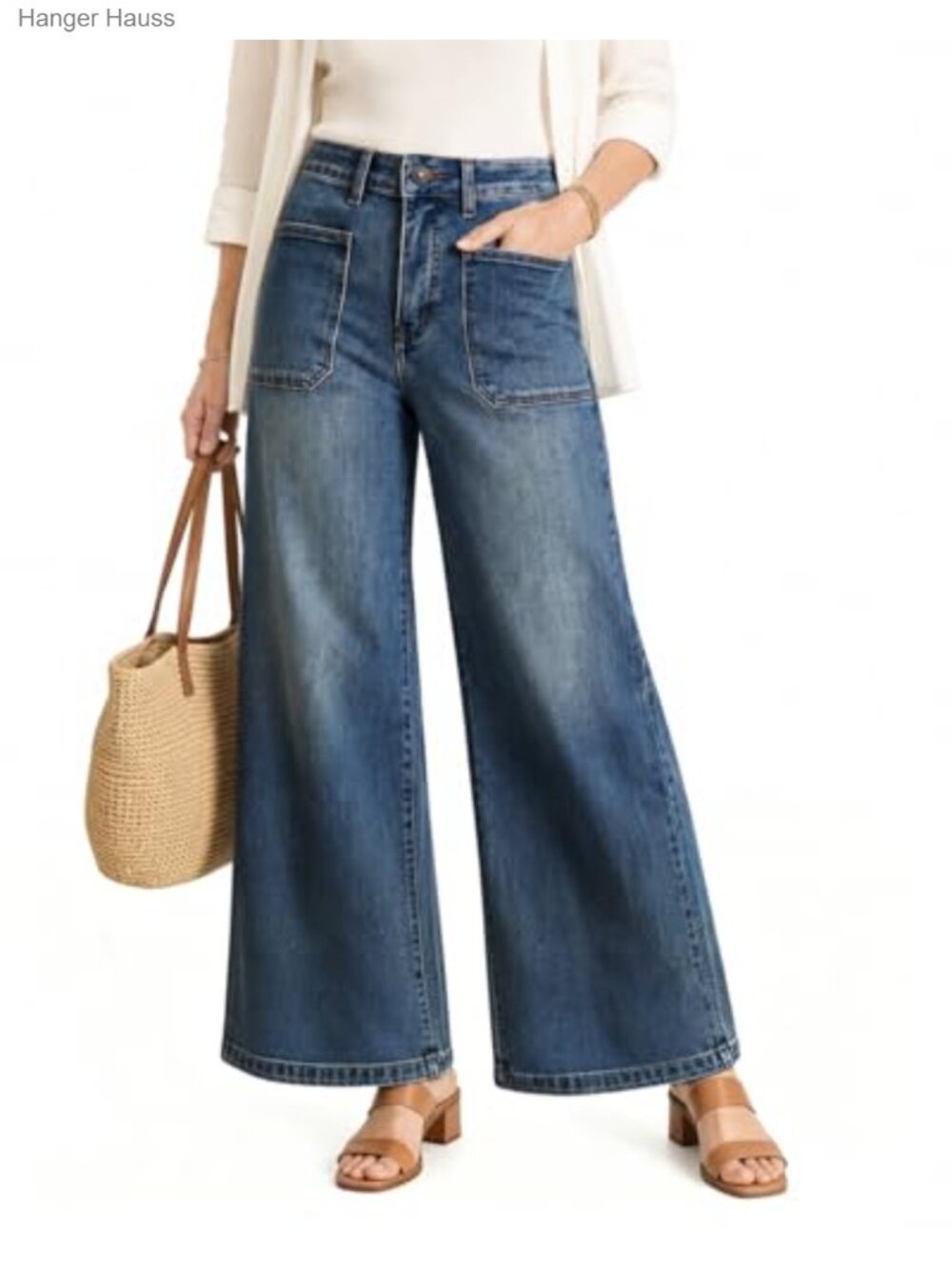 High Waisted Wide Leg Jeans Tummy Control Denim Pants Relaxed Fit